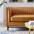 Modway Devote Channel Tufted Faux Leather Loveseat in Tan/Black