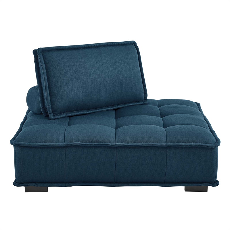 Modway Saunter Modern Tufted Fabric and Wood Armless Chair in Azure Blue