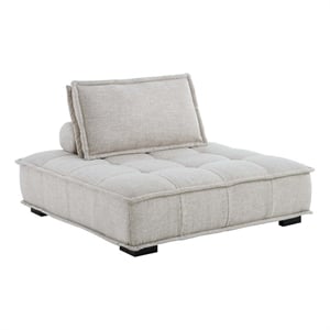 Modway Saunter Modern Tufted Fabric and Wood Armless Chair in Beige