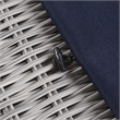 Modway Conway Wicker Rattan and Fabric Patio Ottoman in Light Gray/Navy
