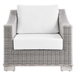 Modway Conway Wicker Rattan and Fabric Patio Armchair in Light Gray/White
