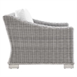 Modway Conway Wicker Rattan and Fabric Patio Armchair in Light Gray/White
