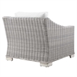 Modway Conway Wicker Rattan and Fabric Patio Armchair in Light Gray/White