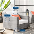 Modway Conway Wicker Rattan and Fabric Patio Armchair in Light Gray/White