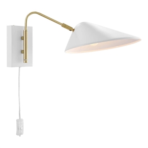 Modway Journey 7&quot 1-Light Modern Metal Swing Arm Wall Sconce in White