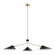Modway Journey 3-Light Modern Metal Arm Pendant in Black/Satin Brass