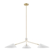 Modway Journey 3-Light Modern Metal Arm Pendant in White/Satin Brass