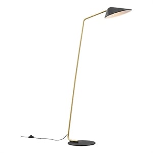 modway journey 1-light modern metal standing floor lamp in black/brass