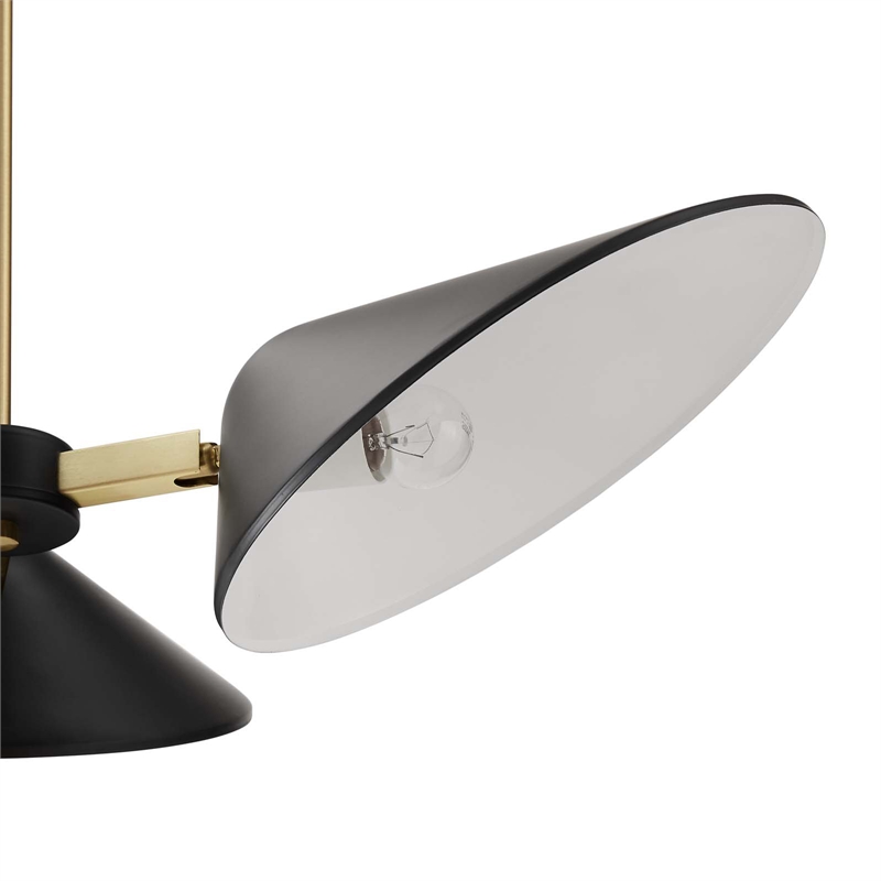 Modway Journey 3-Light Modern Metal Arm Pendant in Satin Brass/Black