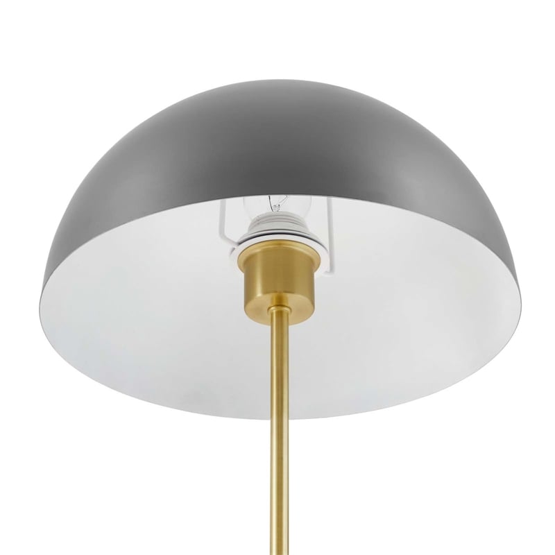Modway Ideal 1-Light Modern Metal Table Lamp in Gray/Satin Brass