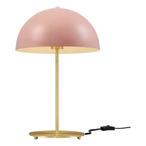 Modway Ideal 1-Light Modern Metal Table Lamp in Pink/Satin Brass