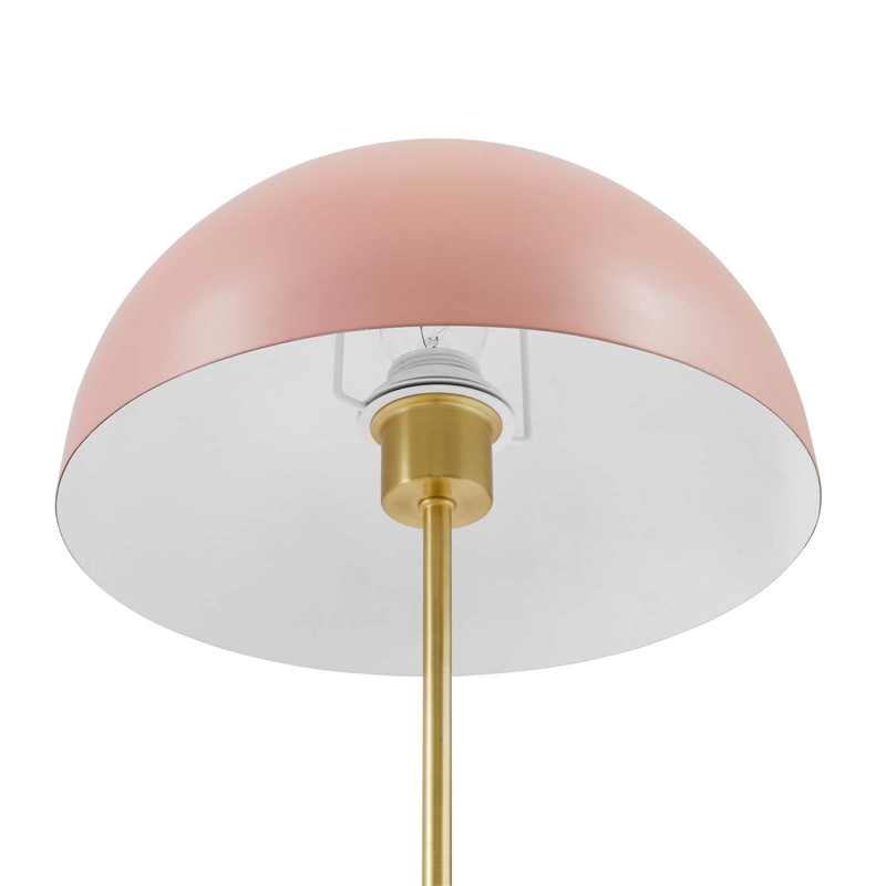 Modway Ideal 1-Light Modern Metal Table Lamp in Pink/Satin Brass