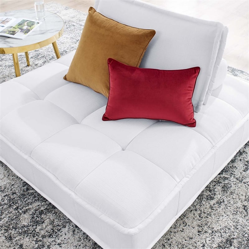 Modway Saunter Modern Tufted Fabric and Wood Armless Chair in White