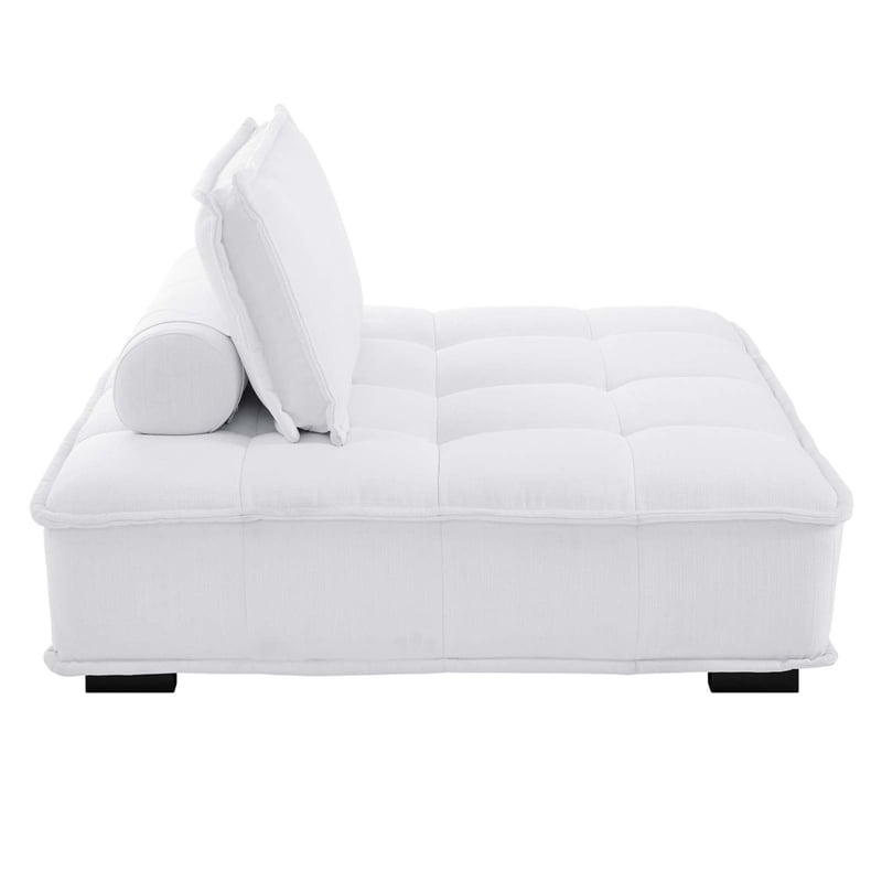 Modway Saunter Modern Tufted Fabric and Wood Armless Chair in White