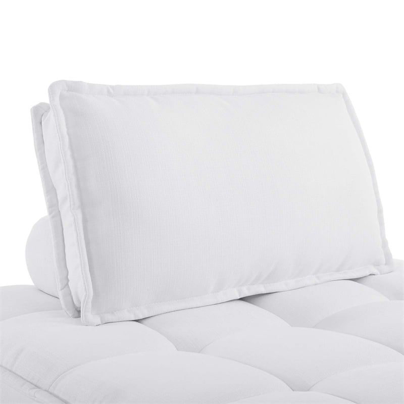 Modway Saunter Modern Tufted Fabric and Wood Armless Chair in White