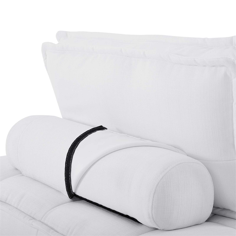 Modway Saunter Modern Tufted Fabric and Wood Armless Chair in White