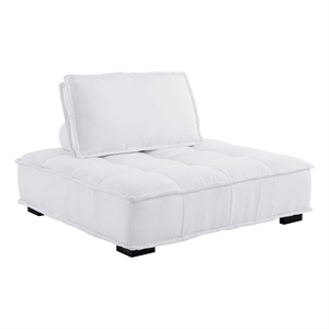 modway saunter contemporary tufted fabric and wood armless chair in white