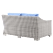 Modway Conway Modern Wicker / Rattan Patio Loveseat in Light Gray/Light Blue