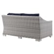 Modway Conway Modern Wicker / Rattan Patio Loveseat in Light Gray/Navy