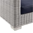 Modway Conway Modern Wicker / Rattan Patio Loveseat in Light Gray/Navy