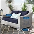 Modway Conway Modern Wicker / Rattan Patio Loveseat in Light Gray/Navy