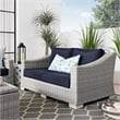 Modway Conway Modern Wicker / Rattan Patio Loveseat in Light Gray/Navy