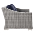 Modway Conway Modern Wicker / Rattan Patio Loveseat in Light Gray/Navy