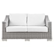 Modway Conway Modern Wicker / Rattan Patio Loveseat in Light Gray/White