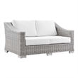Modway Conway Modern Wicker / Rattan Patio Loveseat in Light Gray/White