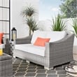 Modway Conway Modern Wicker / Rattan Patio Loveseat in Light Gray/White