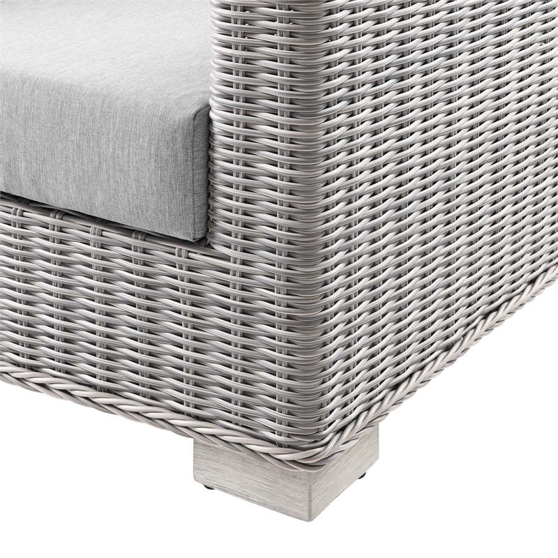 Modway Conway Modern Wicker / Rattan Patio Sofa in Light Gray