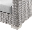 Modway Conway Modern Wicker / Rattan Patio Sofa in Light Gray