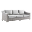Modway Conway Modern Wicker / Rattan Patio Sofa in Light Gray