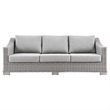 Modway Conway Modern Wicker / Rattan Patio Sofa in Light Gray
