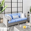 Modway Conway Modern Wicker / Rattan Patio Sofa in Light Gray/Light Blue