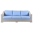 Modway Conway Modern Wicker / Rattan Patio Sofa in Light Gray/Light Blue