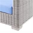 Modway Conway Modern Wicker / Rattan Patio Sofa in Light Gray/Light Blue