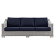 Modway Conway Modern Wicker / Rattan Patio Sofa in Light Gray/Navy