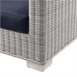 Modway Conway Modern Wicker / Rattan Patio Sofa in Light Gray/Navy