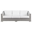 Modway Conway Modern Wicker / Rattan Patio Sofa in Light Gray/White