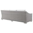 Modway Conway Modern Wicker / Rattan Patio Sofa in Light Gray/White