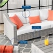 Modway Conway Modern Wicker / Rattan Patio Sofa in Light Gray/White