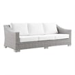 Modway Conway Modern Wicker / Rattan Patio Sofa in Light Gray/White