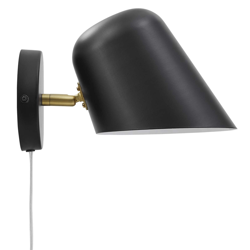 Modway Briana 1-Light Modern Metal Swivel Wall Sconce in Black