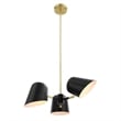 Modway Briana 3-Light Modern Metal Pendant in Black/Satin Brass