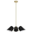 Modway Briana 3-Light Modern Metal Pendant in Black/Satin Brass