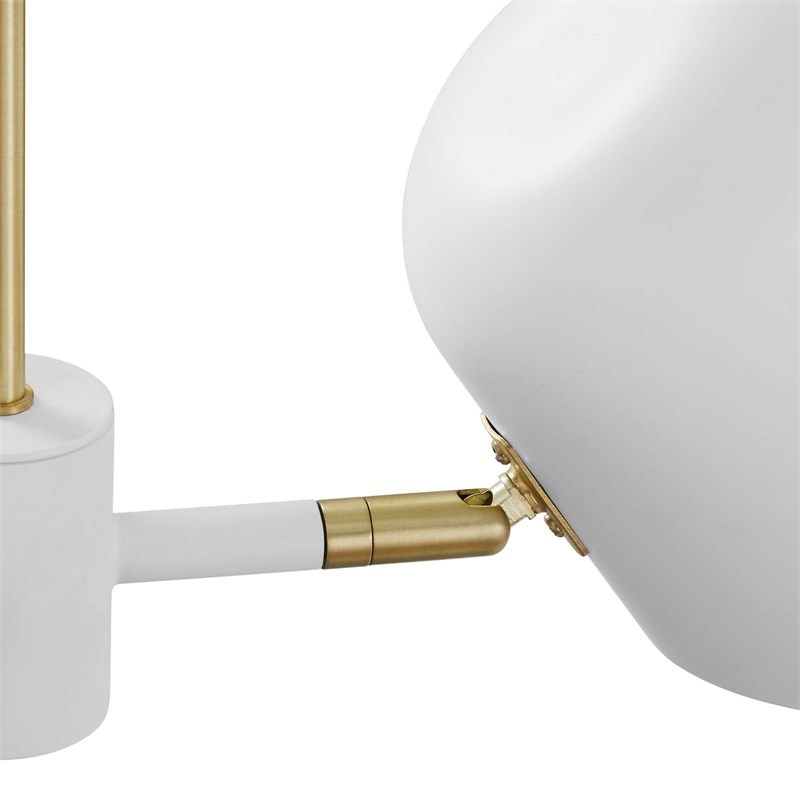 Modway Briana 3-Light Modern Metal Pendant in White/Satin Brass