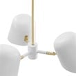 Modway Briana 3-Light Modern Metal Pendant in White/Satin Brass