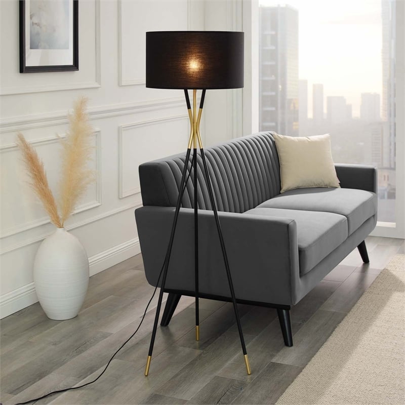 Modway Audrey 1-Light Modern Metal Standing Floor Lamp in Black