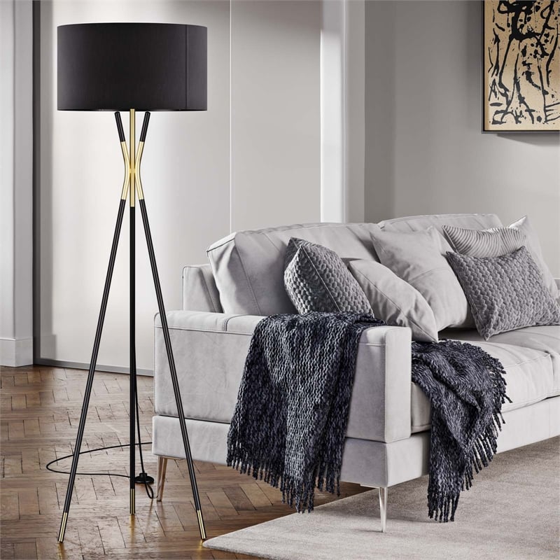 Modway Audrey 1-Light Modern Metal Standing Floor Lamp in Black